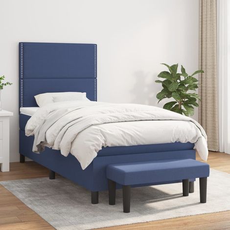 Boxspringbett mit Matratze Blau 100x200 cm Stoff vidaXL (1/5)
