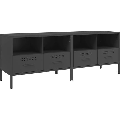 Mobile TV multimediale scaffale per televisione televisione buffet sala da pranzo soggiorno camera da letto 2 pezzi 68 x 39 x 50,5 cm acciaio nero 020028549