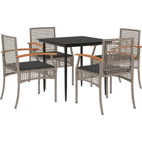 Maison Exclusive - Set comedor de jardín 5 piezas con cojines rat (1/5)