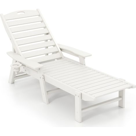 Sedia sdraio giardino HDPE schienale regolabile 4 posizioni Sedia resistente intemperie Bianco (1/4)