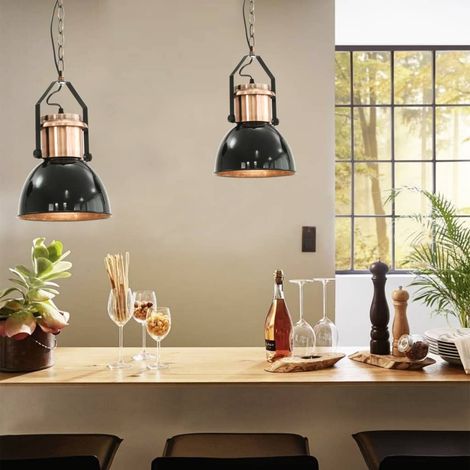 Lampade da Soffitto 2 pz Nero Tondo E27 vidaXL 983632 (1/4)