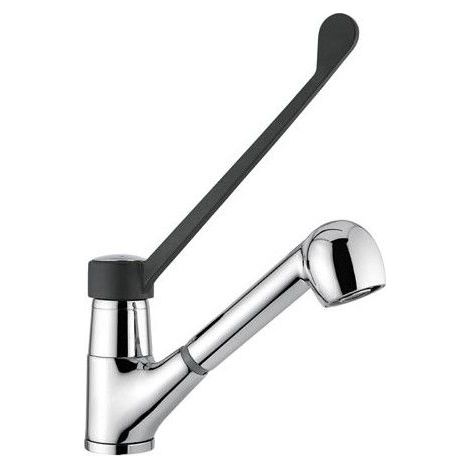 Mitigeur d'évier avec bec mobile, douchette extractible et levier de commande clinique Idral 09497 Chromé - Laiton (1/2)