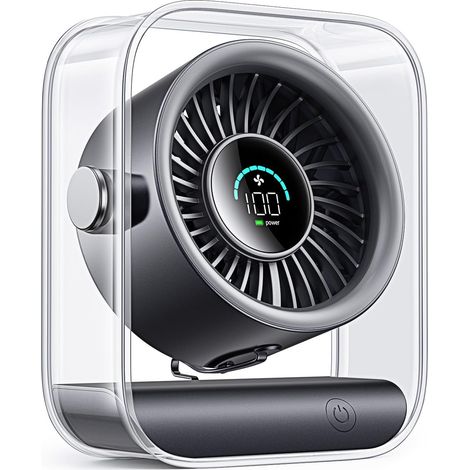Display a LED, ventilatore da scrivania portatile per camera da letto, casa, nero, rotazione a 90°, flusso d'aria turbo, viaggi e campeggio, raffreddamento personale silenzioso USB (1/5)