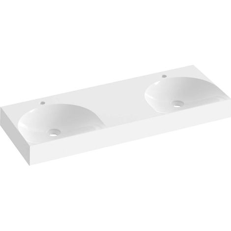 Ravak Lite - Double-lavabo 120x45 cm, sans trop-plein, 2 trous pour robinetterie, blanc XJX01212001 (1/2)