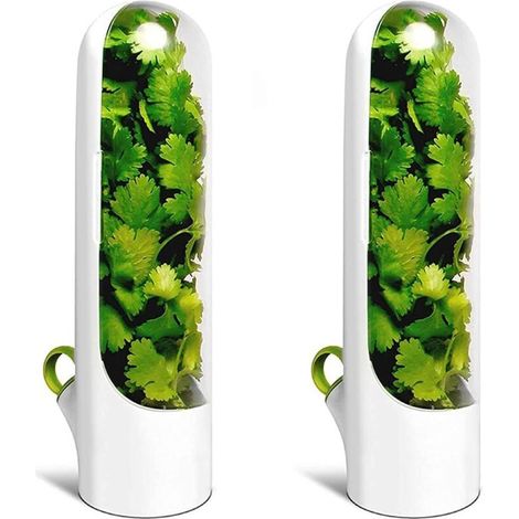 Lot de 2 boîtes de conservation d'herbes aromatiques pour réfrigérateur Conteneurs transparents pour coriandre, menthe, asperges (1/5)