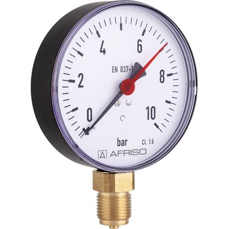 AFRISO Rohrfeder-Standardmanometer RF80 0/2,5bar G1/2"B rad Kl.1,6 D201