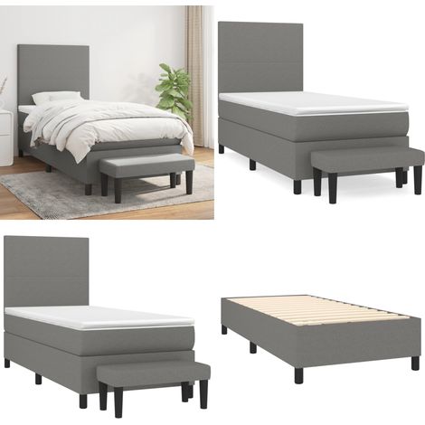Boxspringbett mit Matratze Dunkelgrau 90x200 cm Stoff - Boxspringbett - Doppelbett - Bettenrahmen - Schlafsofa - Wohnbereich - Home & Living (1/5)