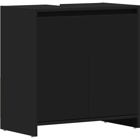 Mobiletto da bagno moderno con vano contenitore 60 x 33 x 61 cm in legno composito nero 020047730