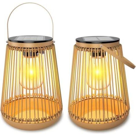 Lampe Solaire Extérieure, 2 Pièces Lanterne Solaire Extérieure Décoration Jardin Avec Ampoules LED Blanc Chaud, Lanterne Extérieure Solaire Pour Allées, Terrasses, Balcons, Patios et Portails (1/4)