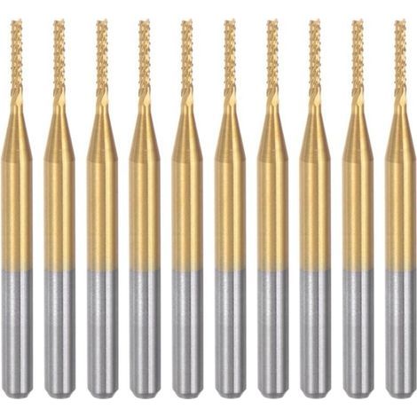 ALLIANDISFraises à graver en carbure de titane, 10 pièces, fraises CNC pour machine à PCB, tige de 1/8 pouce, 1,2 mm (1/4)