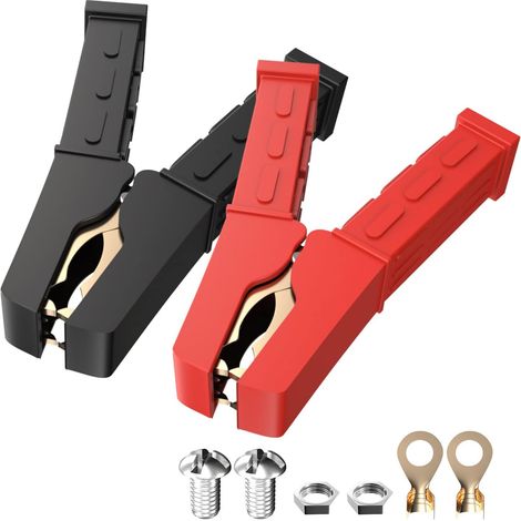 pinces crocodiles en cuivre pur 500 A pour chargeur de batterie de voiture, automobile, véhicule, bateau (1/5)