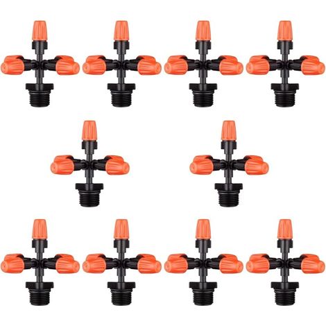 [NEVER USED] Garden Sprinkler 10pcs 360 Degree 6mm Cross Atomizing Sprinklers with 1/2 Inch Male Thread Connectors Garden Irrigation Cooling Misting Nozzles (1/4)