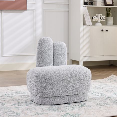 Hasen-Hocker 54 x 41,5 x 54 cm hellgrau, Zusatzsitz, Holzgestell, 120 kg MEUBLIV (1/5)