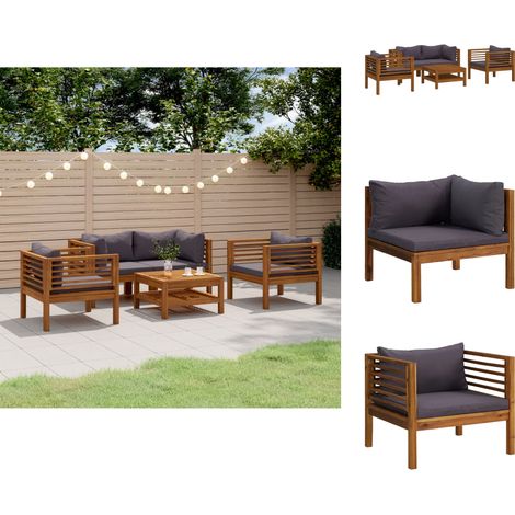 Gartenmöbel-Sets - Living 5-tlg. Garten-Lounge-Set mit Auflage Massivholz Akazie (1/5)