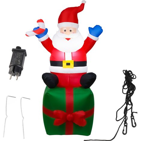 Bonhomme de Neige Géant 6FT Fête, Décoration Extérieure Imperméable avec 6 LED et Piquets pour Jardin (1/5)