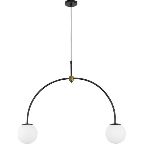 Kugel-Deckenleuchte aus Glas - 2-Arm Pendelleuchte - Josephine Schwarz