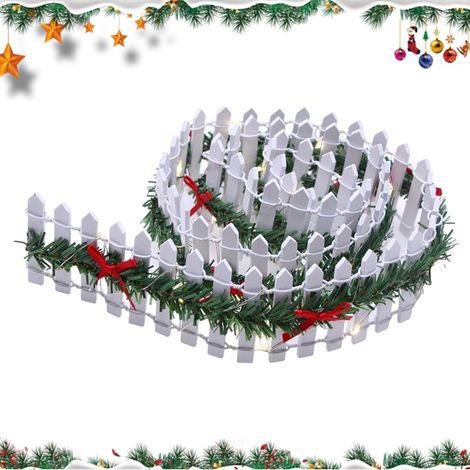 Set di 3 recinzioni per alberi di Natale, recinzione in miniatura per villaggio natalizio Decorazione per feste con luce LED, accessori in legno per giardini delle fate per decorazioni natalizie (1/5)