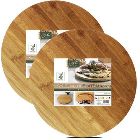 Plateau de service - JUANIO - Rotatif 50 cm - Bambou - Diamètre 50 cm - Roulement à billes (1/4)
