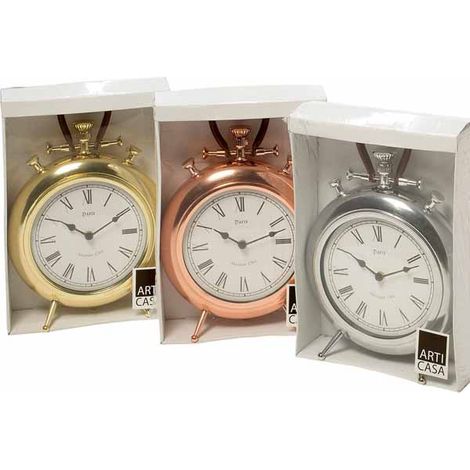 Orologio Da Tavolo Classic Old Time Retro in Metallo Lucido Stile Paris 26x9x38