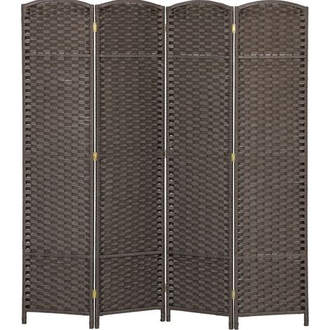 Biombo plegable de 4 paneles en madera marrón, 160 x 170 cm (1/5)