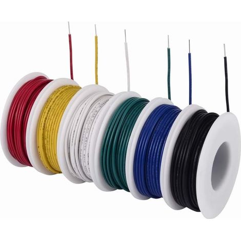 Kit de fil solide TUOFENG 24 awg, fil solide (6 bobines de 9 mètres de couleurs différentes) Kit de fil de raccordement pour cavalier de calibre 24 (1/5)