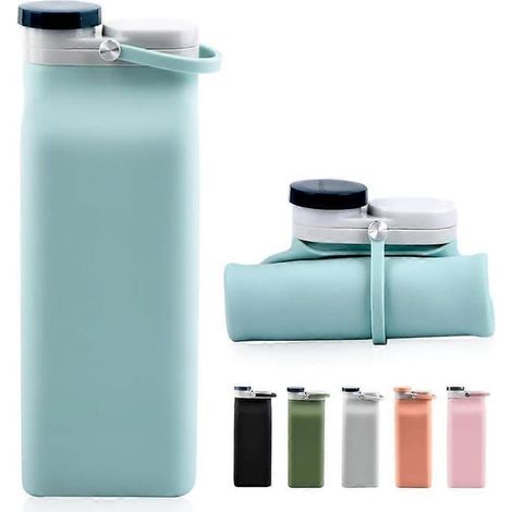 Gourde pliable en silicone, légère, étanche, sans BPA, idéale pour la randonnée, les voyages et les sports de plein air, 590 ml (1/5)