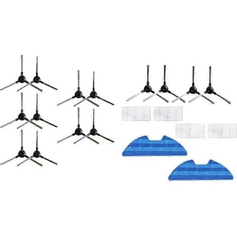 10 brosses latérales et 1 jeu de filtres pour brosses latérales de balai pour robot aspirateur Proscenic 811Gb/911Se
