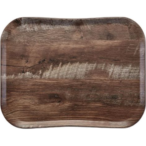 Plateau polyester Century aspect naturel bois chêne foncé - 430 x 330 x 15 mm - CAMBRO (1/2)