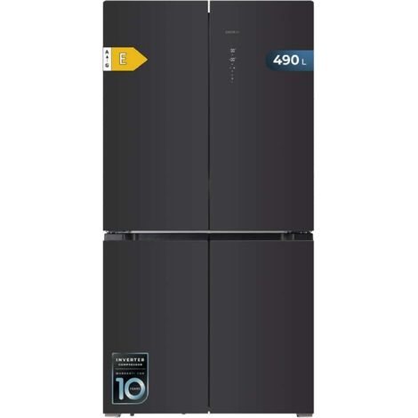 Cecotec Frigorífico Americano 4 Puertas de Cristal de 490 L Bolero CoolMarket 4D 490 Glass E. 183 cm de Alto, 91 cm de Ancho