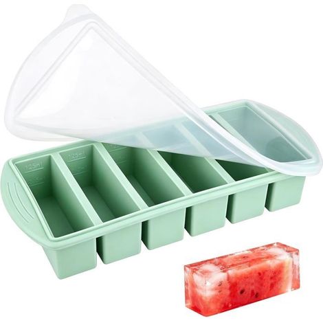 bac à glaçons en silicone moule à glaçons à 6 cavités avec bord renforcé en acier, marques de mesure double face de 62,5ml et 125ml (1/5)