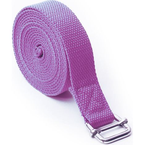 Bande élastique de yoga - Outil de flexibilité pour exercices de yoga, sangle avec boucle coulissante en métal réglable, 2,5 m - Violet clair (1/4)