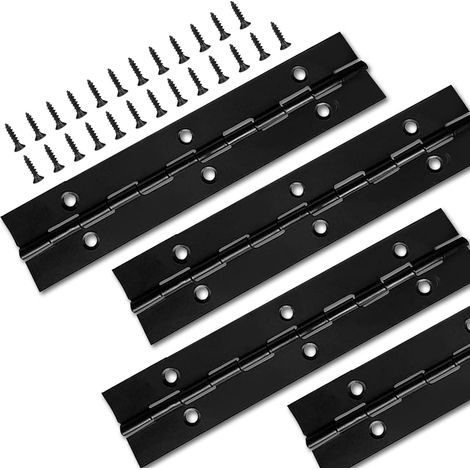 Charnières piano 304 acier inoxydable, lot de 6 - charnières robustes et durables pour portes, caisses et meubles, usage intensif, longueur 4 pouces, résistantes à la corrosion (1/5)