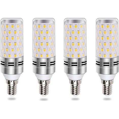 Ampoule E14 Mais LED 16W Blanc Froid 6000K, Équivalent Halogène E14 100W 120W, 1600LM, 360° Lumiere, AC 175-265V, Ampoule E14 Bougie LED pour Lustre/Applique/Lampe Chevet, non-dimmable, lot de 4 (1/4)