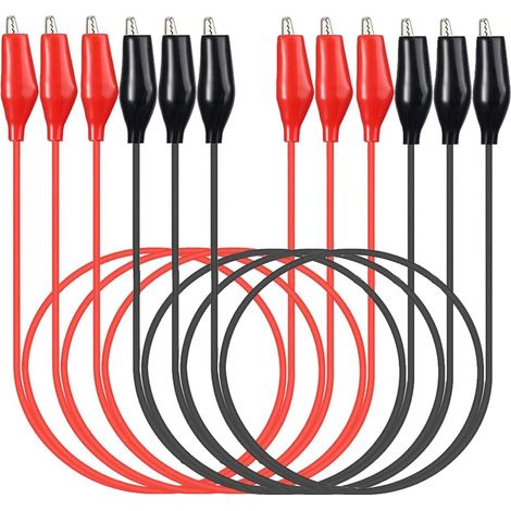 Set of 6 Electric Crocodile Clips, 0.5mm²/20AWG Wire, Insulated Test Wires with Crocodile Clips, Double End Welded Connection Wires for Electrical Tests, Circuit Connection (1/5)