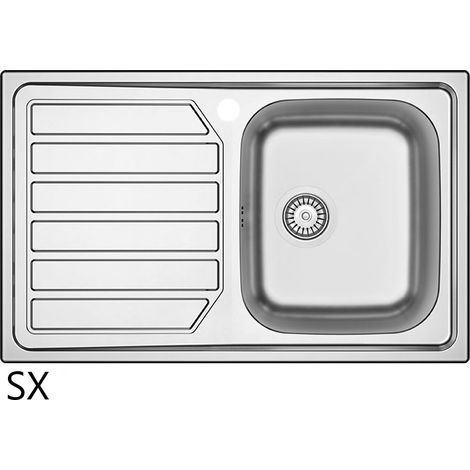 Lavello incasso acciaio inox mod. LS04 cm 80x50 con gocciolatoio sx (1/2)