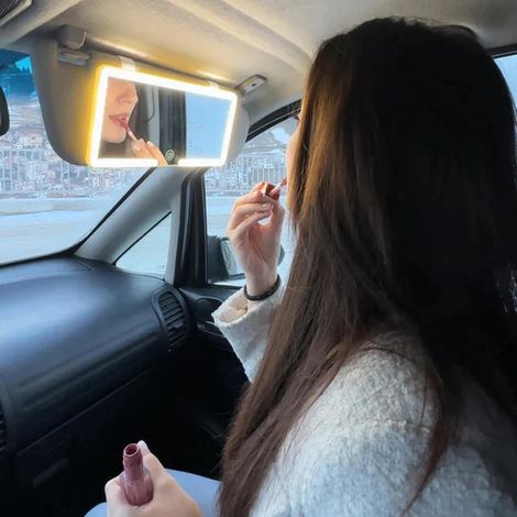 LED-Kosmetikspiegel fürs Auto  Kosmetikspiegel für die Sonnenblende mit LED-Beleuchtung  Wiederaufladbarer Kosmetikspiegel fürs Auto  LED-Lichtspiegel fürs Auto mit 3 Lichtmodi und 60 LEDs  Kosmetiksp (1/5)