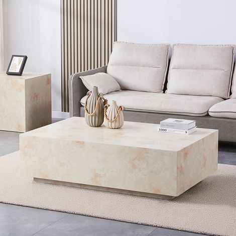 HOME DELUXE - Couchtisch Marmor AMIRI XXL  Farbe: Sandstein, Größe: 120 x 35 x 80 cm 