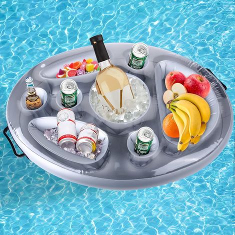 CSPARKV - Portabebidas inflable flotante para barra, bandeja para jugos, cerveza, ensalada de frutas, servidor de buffet de gran capacidad para exteriores, piscina, playa, fiesta en la piscina, spa (p (1/5)
