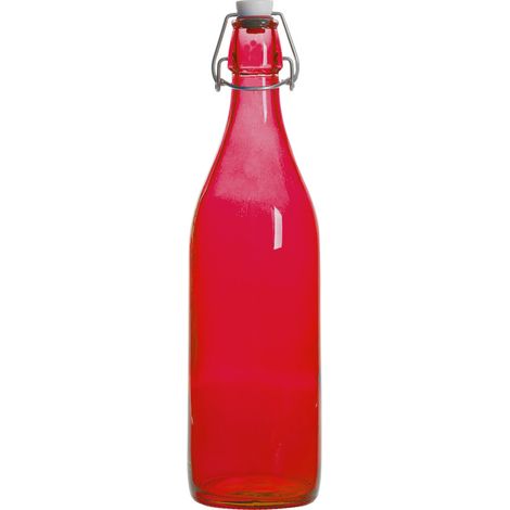 Bormioli Rocco - Bouteille à limonade avec son bouchon mécanique 1 l rouge