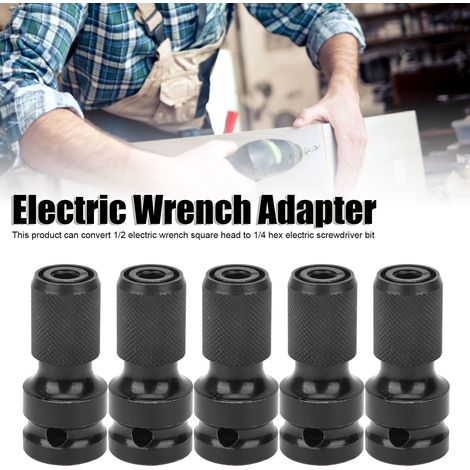 Adaptateur à ressort télescopique pour clé électrique 1/2" à tête carrée vers clé Allen 1/4" (1/5)