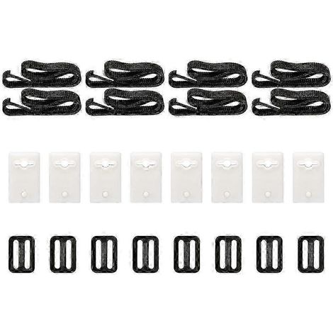 Kit de fixation universel pour couverture solaire de piscine, comprenant 8 sangles réglables et des sangles enroulées pour fixer les couvertures solaires sur les piscines enterrées. (1/5)