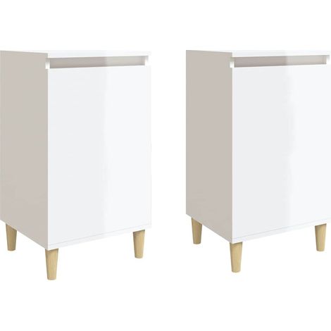 Maison Exclusive - Nachttische 2 Stk. Hochglanz-Weiß 40x35x70 cm (1/5)