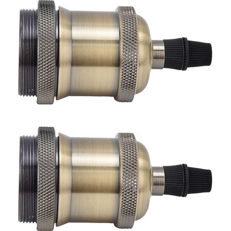 Lot de 2 douilles de lampe vintage rétro en aluminium, accessoires de bricolage pour ampoules vintage E26/27, couleur bronze vert (1/5)
