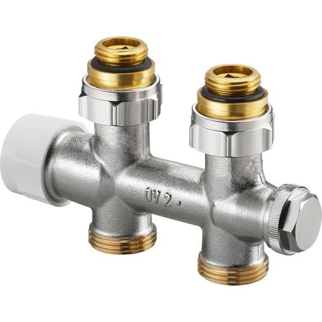 Vanne de raccordement Oventrop pour radiateur de salle de bain. Mesure standard G 1/2 AG, forme traversante (1/2)
