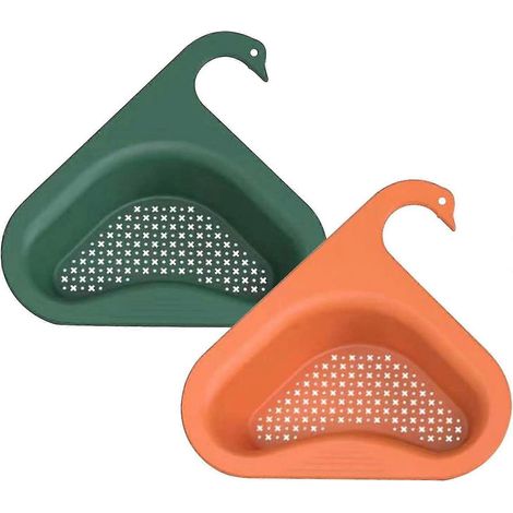 Panier-filtre suspendu multifonctionnel à fond en forme de cygne pour éviers de cuisine, filtre d'angle triangulaire pour éviers de cuisine F (1/5)