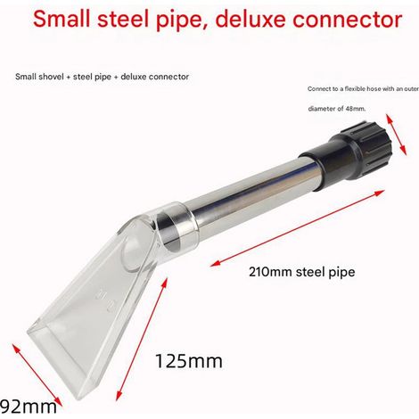 Kit Accessoire Aspirateur Injection-Extraction Nettoyage Canapé Siège Auto Moquette - Petite Tête Racleuse Transparente avec Tube Métal et Grand Adaptateur Premium - Transparent