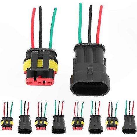 Lot de 5 kits de connecteurs électriques étanches à 3 broches pour applications automobiles étanches (1/4)