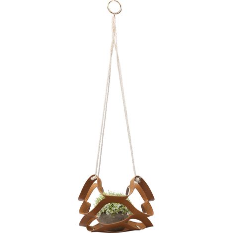 Support mural en cuir PU pour pots de fleurs - Panier suspendu pour succulentes - Décorations intérieures marron L (1/5)