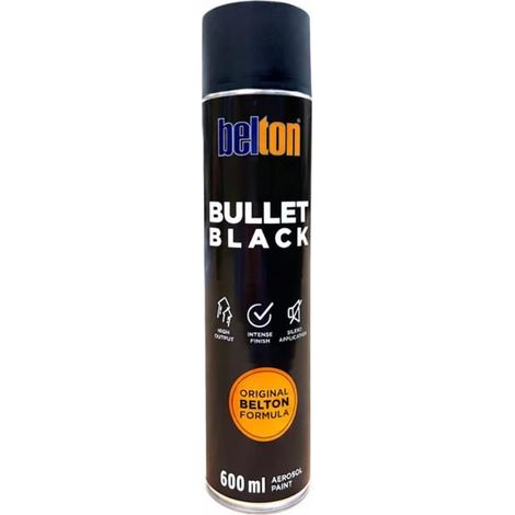 Bombe de peinture - Noir intense - Belton Bullet Black – 600 ml – Haute couvrance