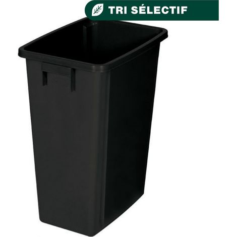 JVD – Collecteur de tri 60L noir en polypropylène 50% recyclé – Pour espaces publics – Charriot en option – Dimensions 580x320x460mm